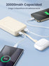UGREEN 20000mAh 22.5W Two-Way Fast Charging Power Bank with Built-In USB-C Cable - White