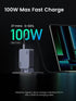 UGREEN Nexode Pro 100W 3-Port GaN Fast Charger Set with USB-C to USB-C Cable UK Plug - Black