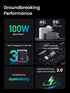 UGREEN Nexode Pro 100W 3-Port GaN Fast Charger Set with USB-C to USB-C Cable UK Plug - Black