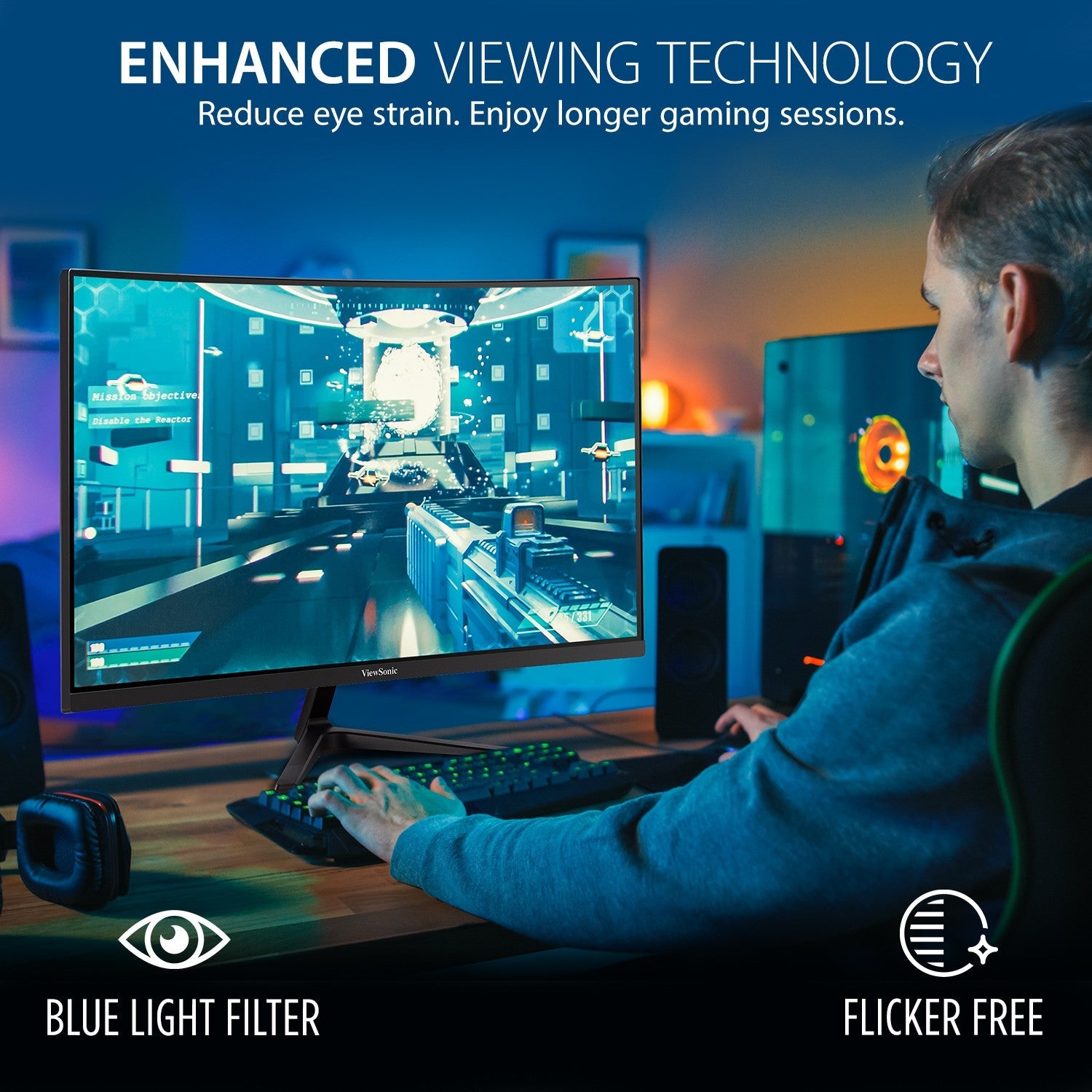 ViewSonic VX2718 - PC - MHD 27 Inch VA Curved FHD 1080p 1ms 180Hz Gaming Monitor with FreeSync PremiumIT CareMonitor