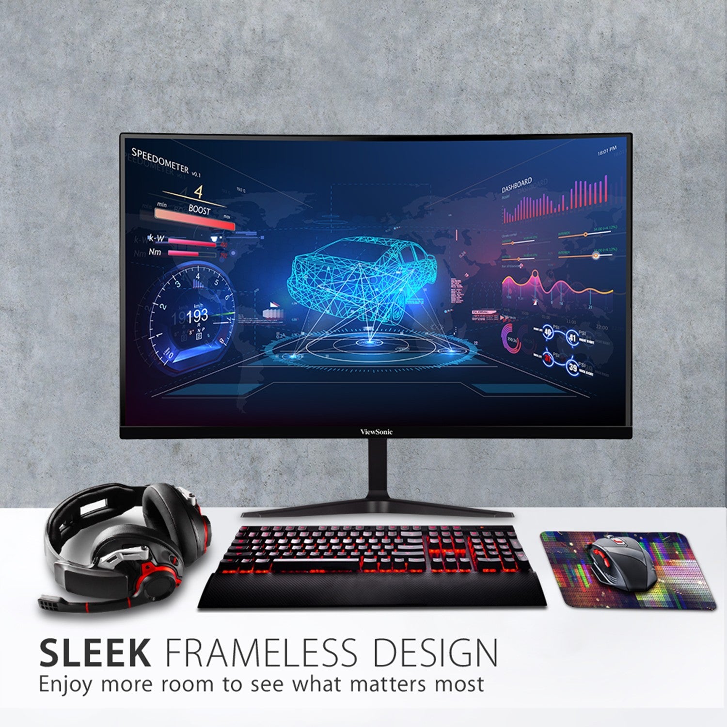 ViewSonic VX2718 - PC - MHD 27 Inch VA Curved FHD 1080p 1ms 180Hz Gaming Monitor with FreeSync PremiumIT CareMonitor