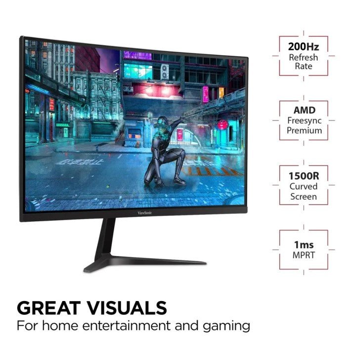 ViewSonic VX2718 - PC - MHD 27 Inch VA Curved FHD 1080p 1ms 180Hz Gaming Monitor with FreeSync PremiumIT CareMonitor