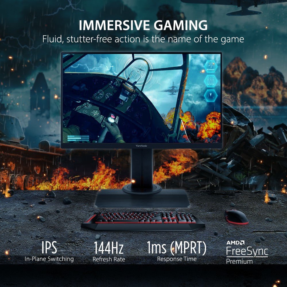 ViewSonic XG2705 - 27" OMNI FHD (1920x1080) 1080p 1ms 144Hz IPS Gaming Monitor with FreeSync Premium, HDMI, and DPIT CareMonitor