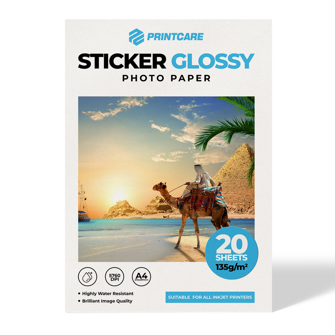 Printcare A4 Sticker Glossy Photo Paper/ 135GSM/ 20 Sheets/ Water Proof