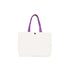 حقيبة حمل قطنية سادة مع زر إغلاق ومقابض ملونة - 8.5 بوصة × 10.5 بوصة/ متوفرة بمقابض متعددة الألوان/ الطباعة غير متضمنة