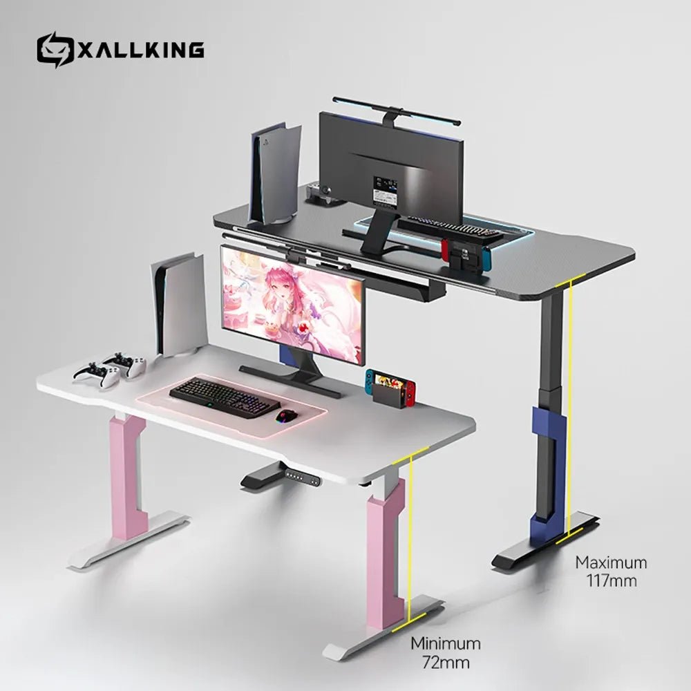 XD2S RGB Height Adjustable Gaming Desk 140x70cm – Electric Sit Stand Desk Black/BlueIT CareGaming Desk
