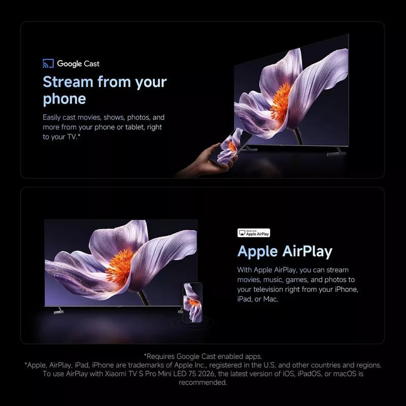 Xiaomi TV S Pro Mini LED 75 2026 Smart TV, 4K QD - Mini LED 144Hz, Dolby Vision, Dolby Atmos, Harman AudioEFX, Google Assistant, Airplay 2 (ELA6340GL)IT CareSmart TV