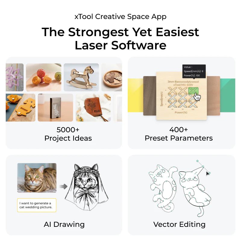 xTool S1 High - Power Enclosed Laser Cutter with SafetyPro AP2 Smoke PurifierIT CareLaser Cutter