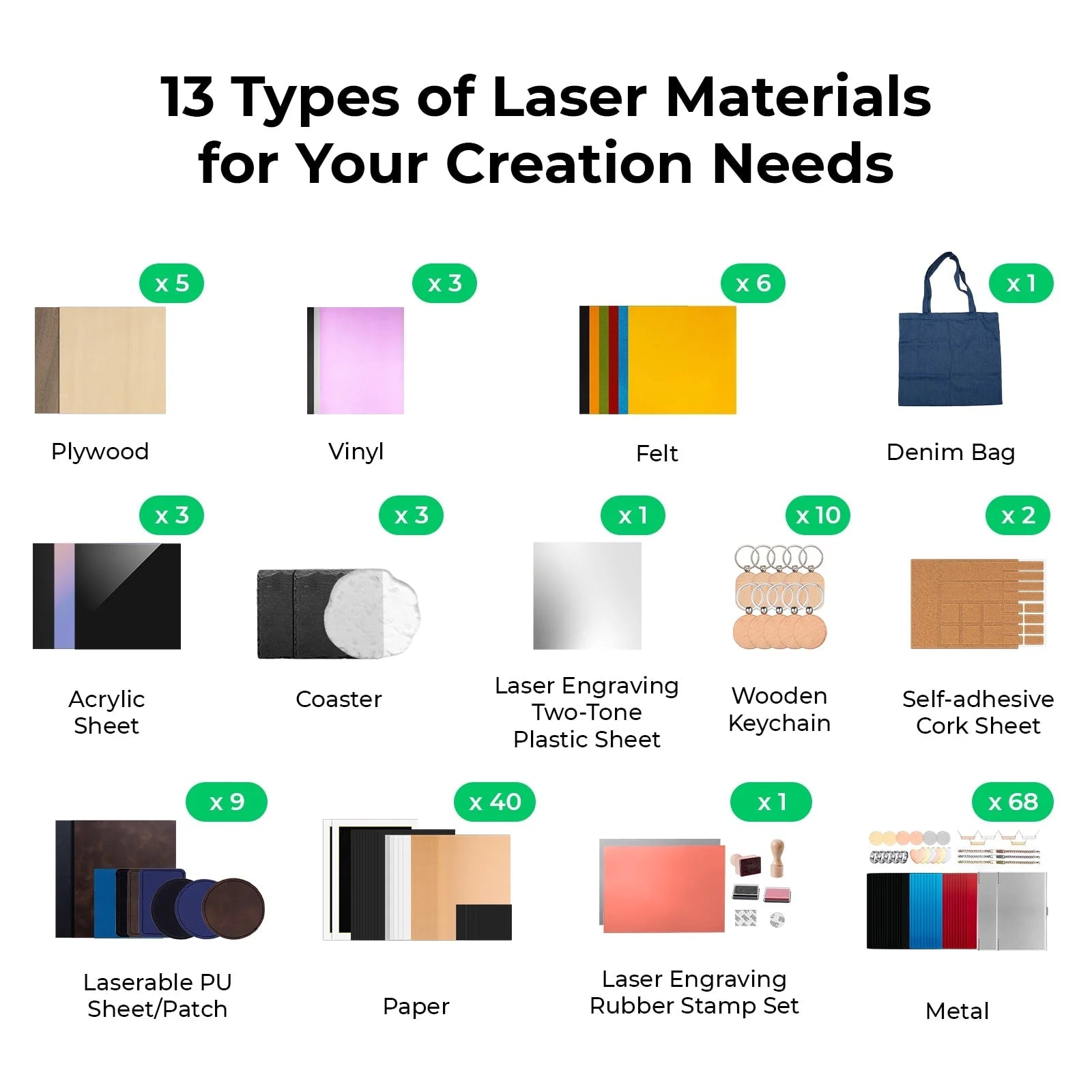 xTool Ultimate Laser Material Kit – 155pcsIT CareMaterial Kit